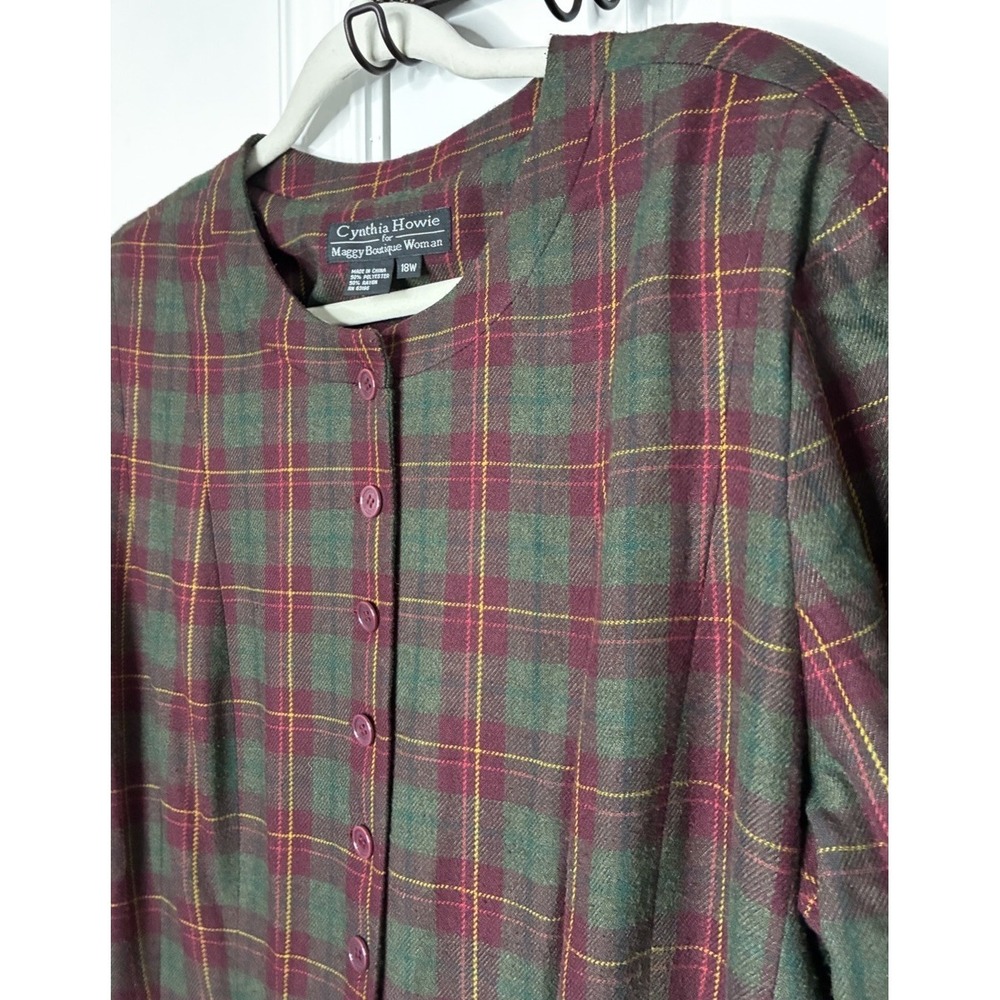 Cynthia Howie Maggie Boutique SZ 18W Women's Plaid Long Sleeve Button Front